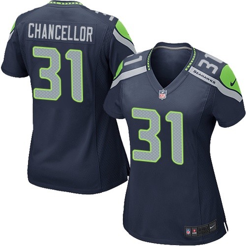 Women's Game Kam Chancellor Nike Jersey Navy Blue Home - #31 NFL Seattle Seahawks